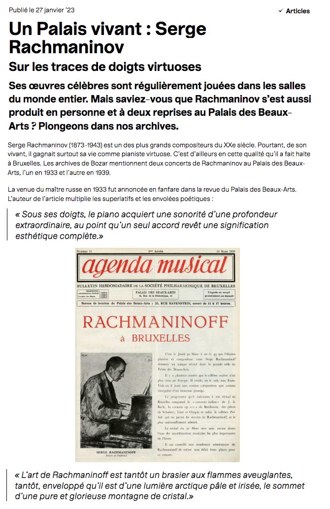 Un Palais vivant : Serge Rachmaninov.